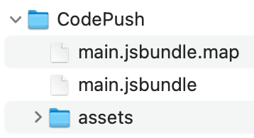 Map(main.jsbundle.map)이 CodePush 번들에 포함된 모습
